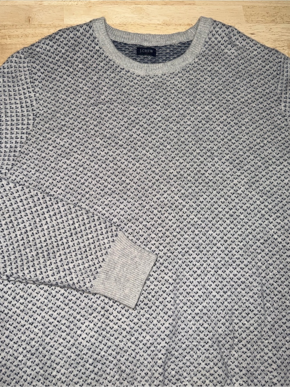 J.Crew Supersoft Lambswool Blend Birds-Eye Knit Crewneck Sweater Mens XL Preppy